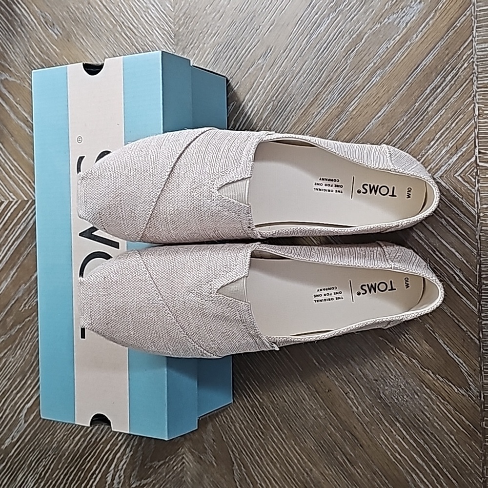 TOMS Alpargata Natural Metallic Woven slip ons, Women's Size 10 - NEW!